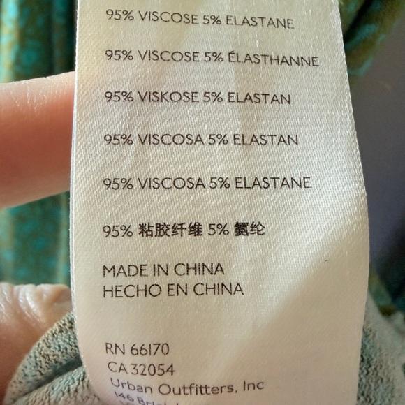 Free People Shayla Green Long Sleeve Printed Button Down Ruched Mini Dress L - Picture 8 of 8